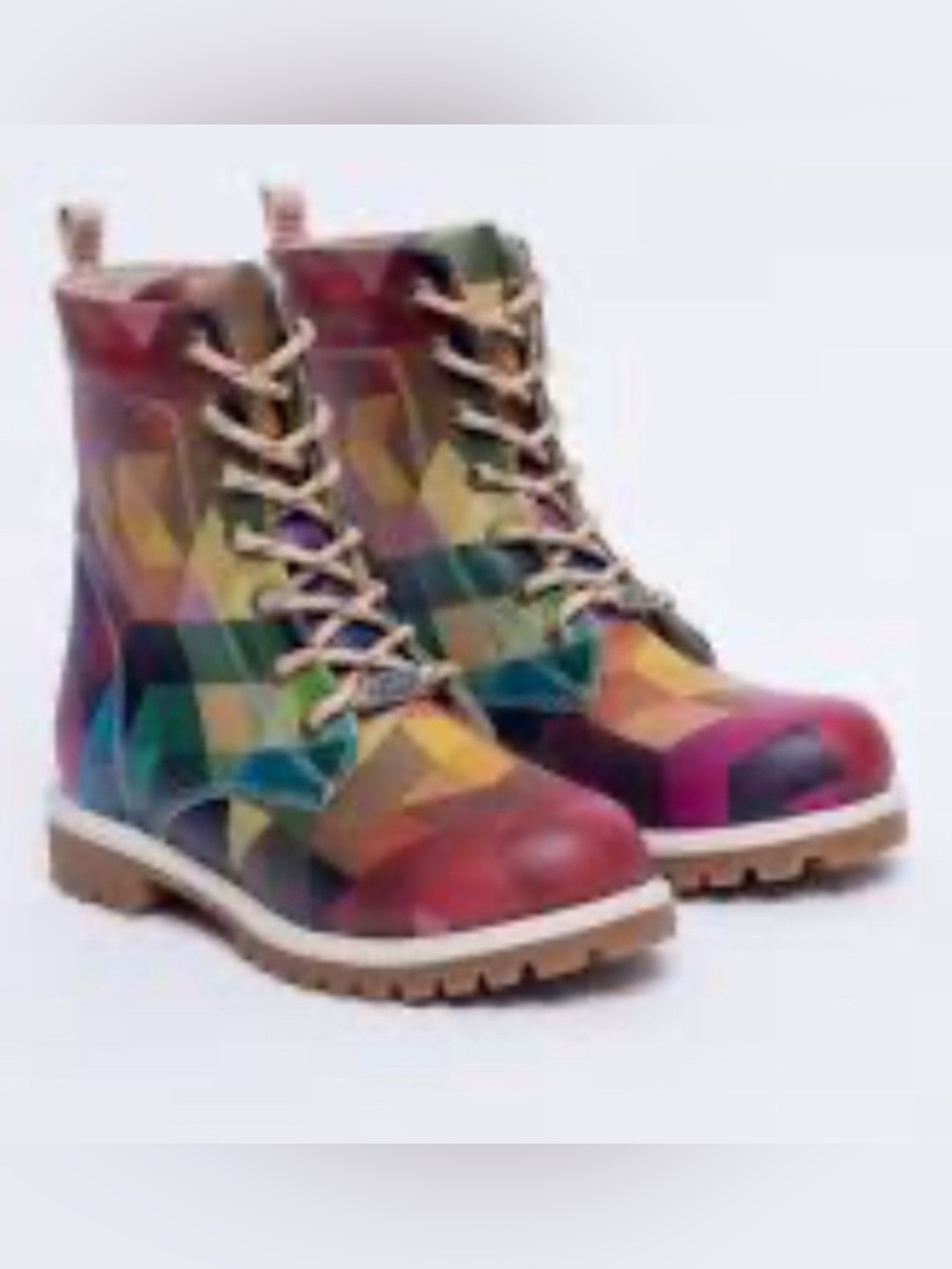 GOBY Kaleidoscope Geometric Rainbow Combat Boots